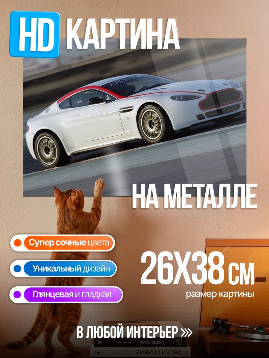 Картина на металле белый спорткар