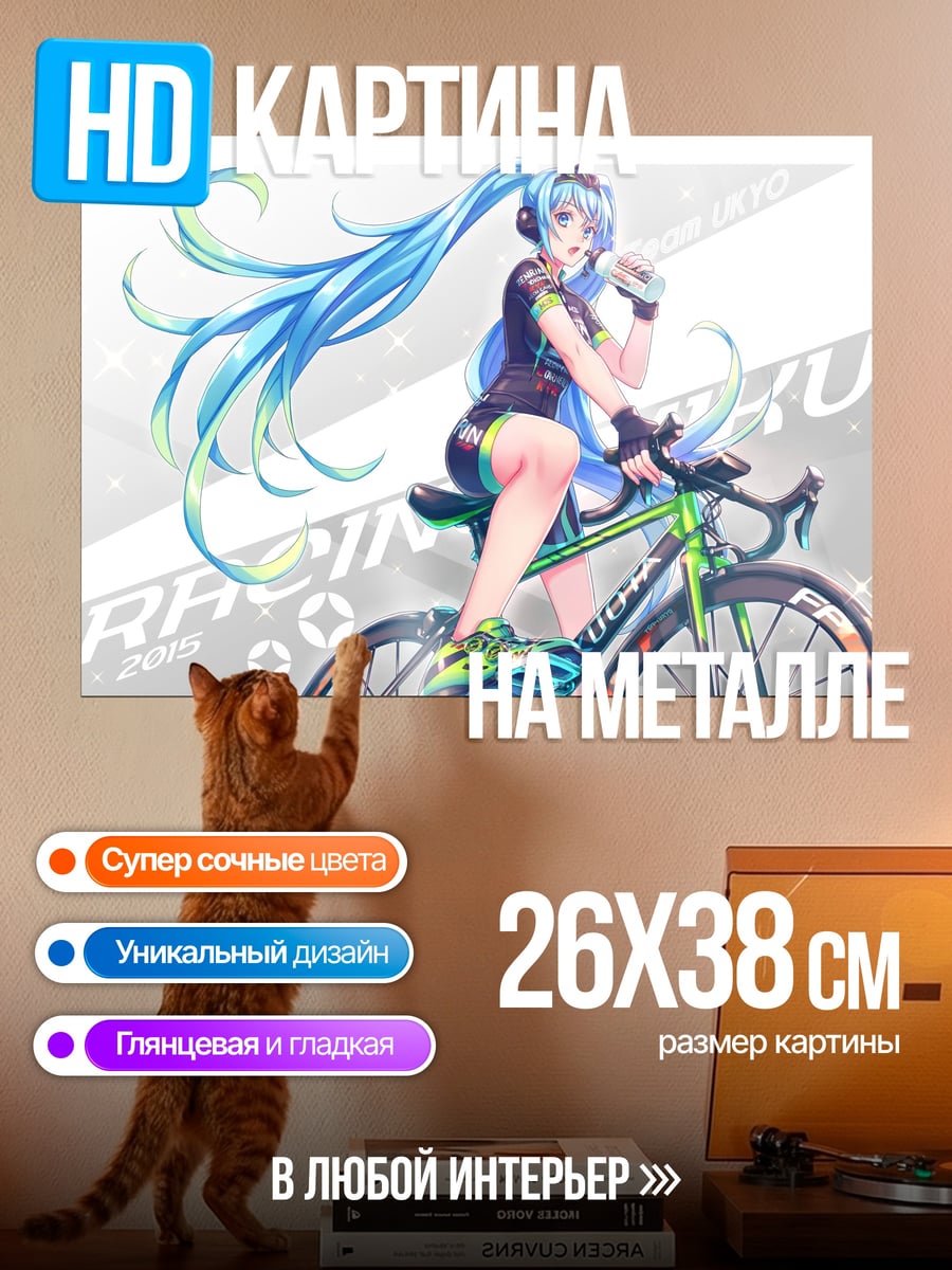 Картина на металле Хацунэ Мику гонки