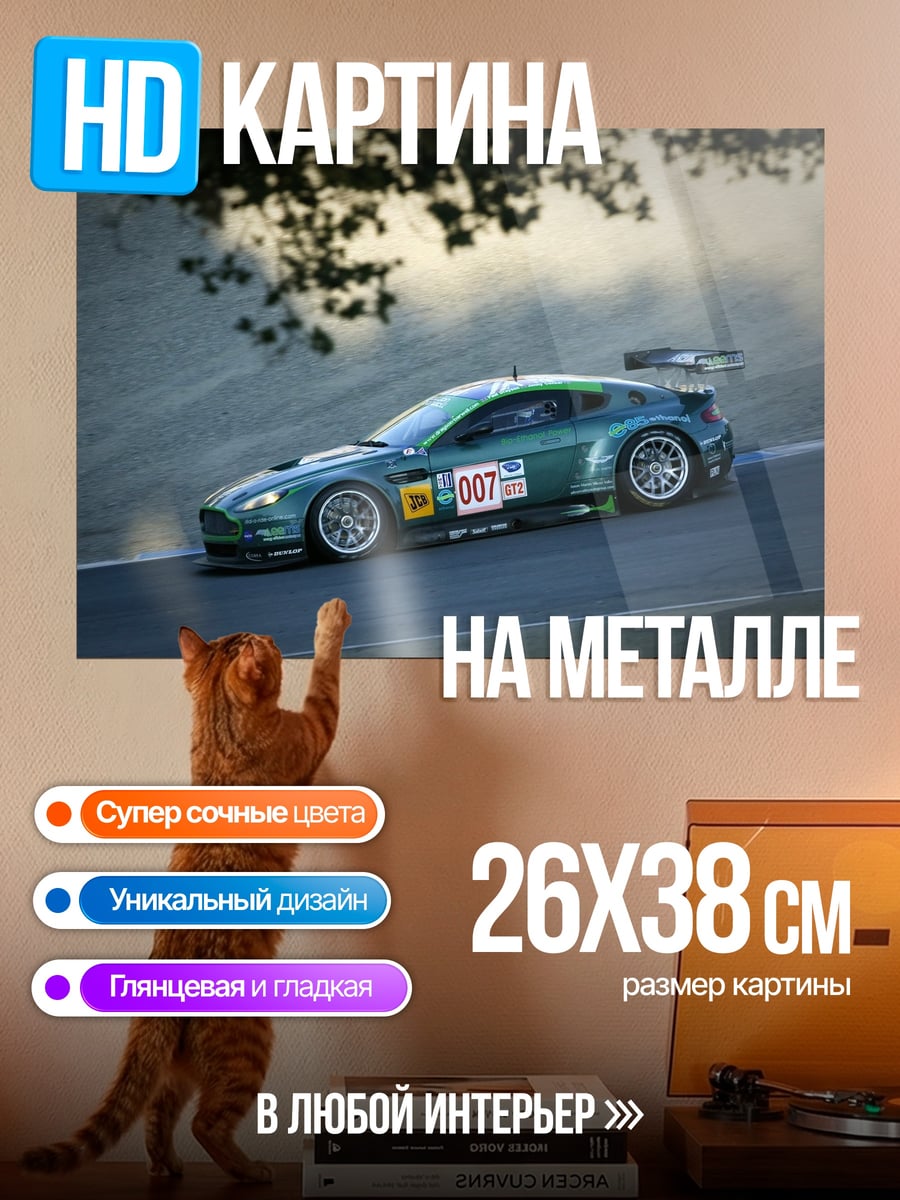 Картина на металле Гоночный автомобиль Aston Martin