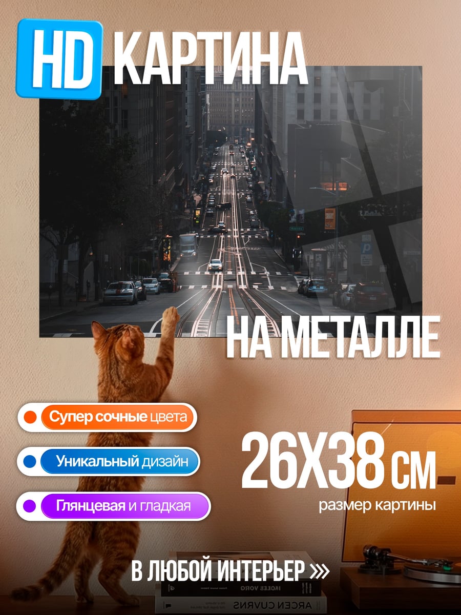 Картина на металле Городской трафик