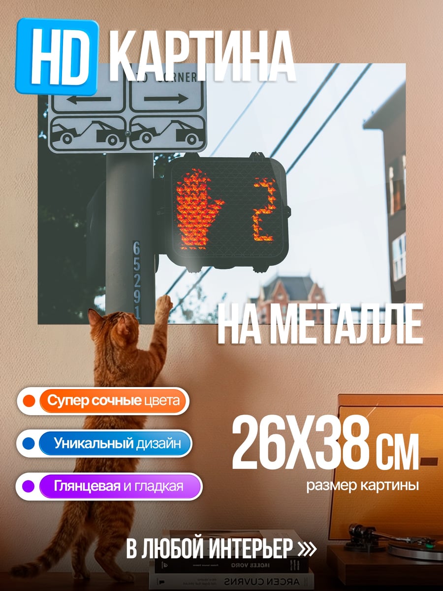 Картина на металле пешеходный светофор