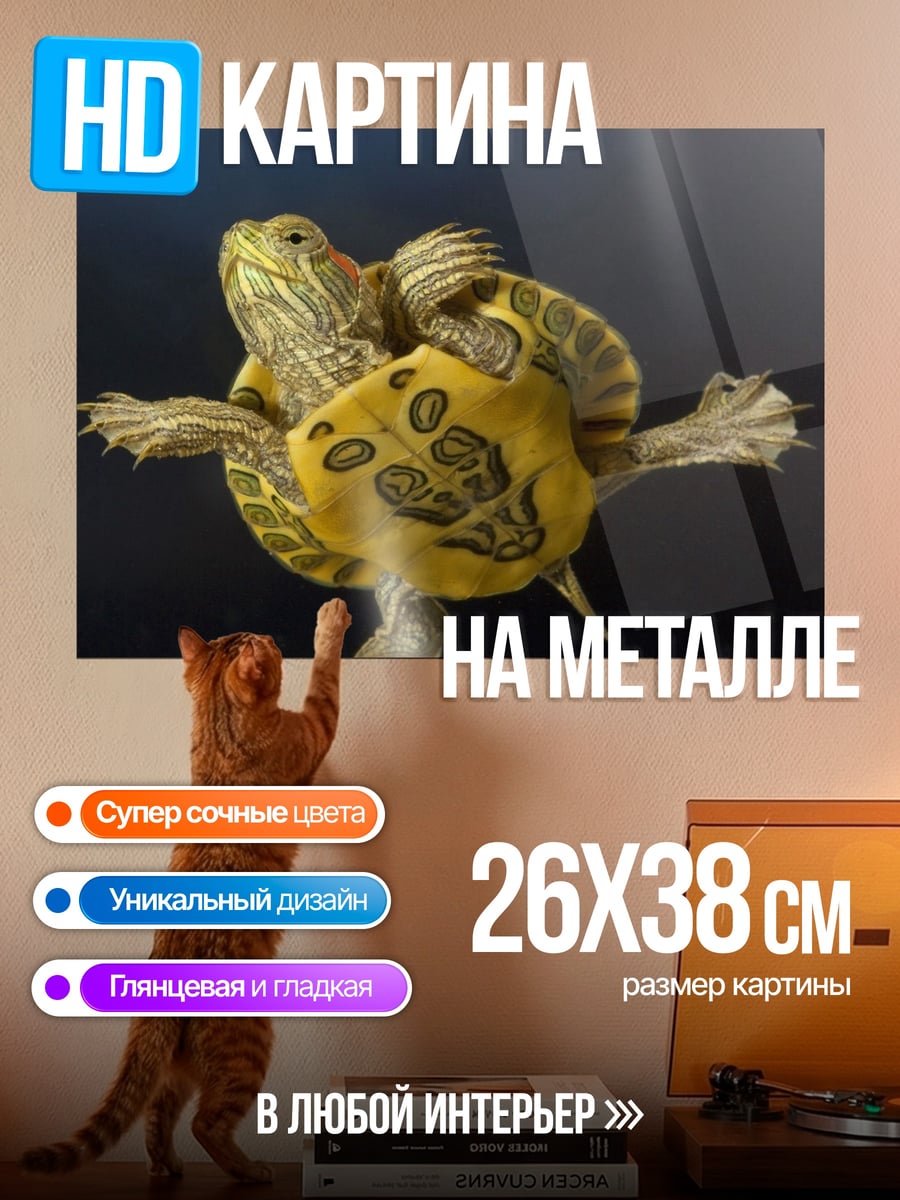 Картина на металле Плавающая черепаха