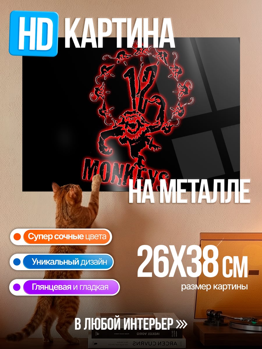 Картина на металле 12 Обезьян