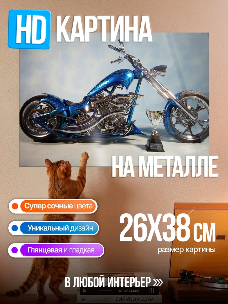 Картина на металле чоппер с кубком победителя