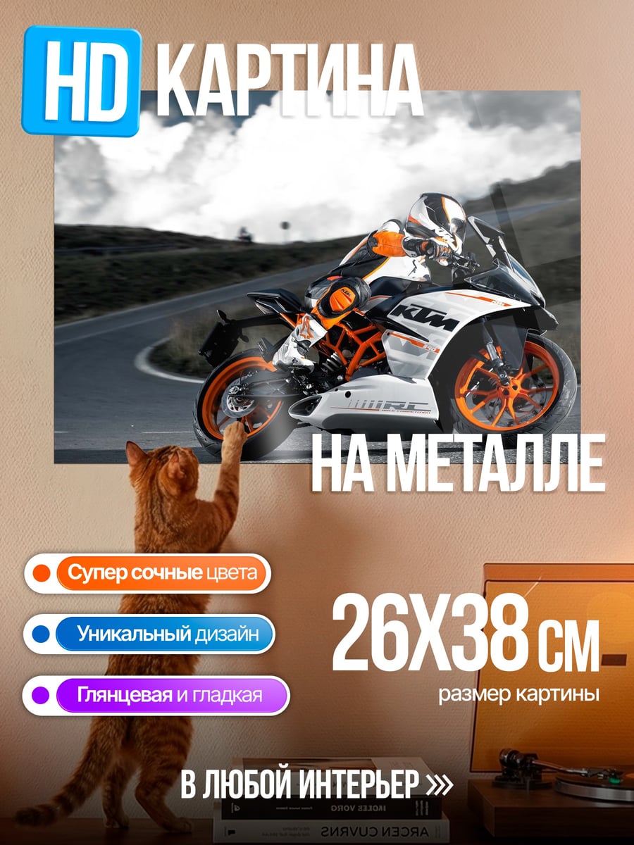 Картина на металле Спортивный мотоцикл KTM