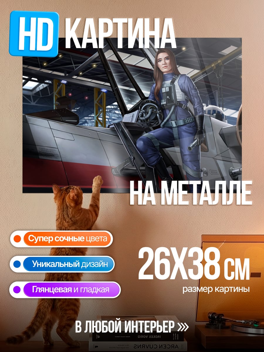 Картина на металле пилот и самолет