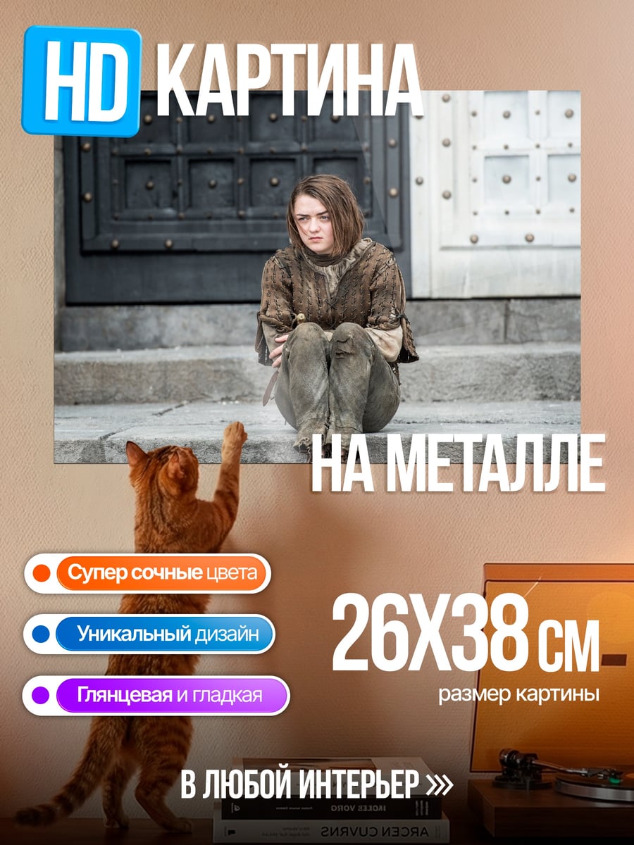 Картина на металле Арья Старк сидит