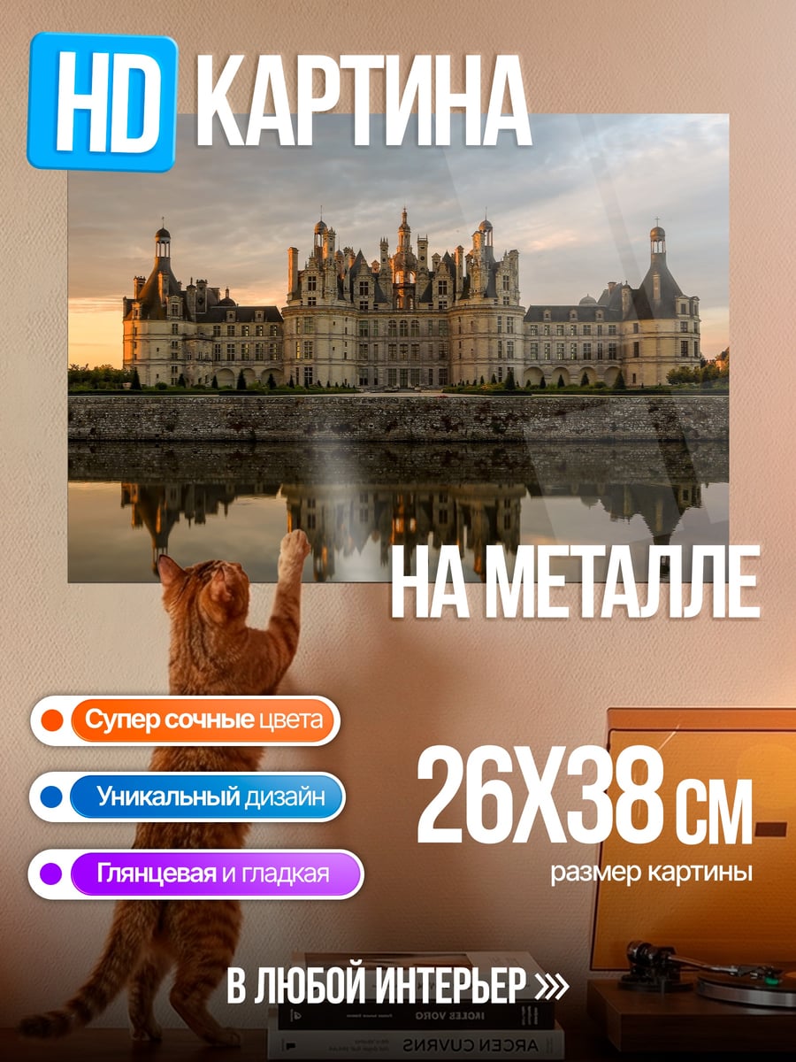 Картина на металле Замок на воде