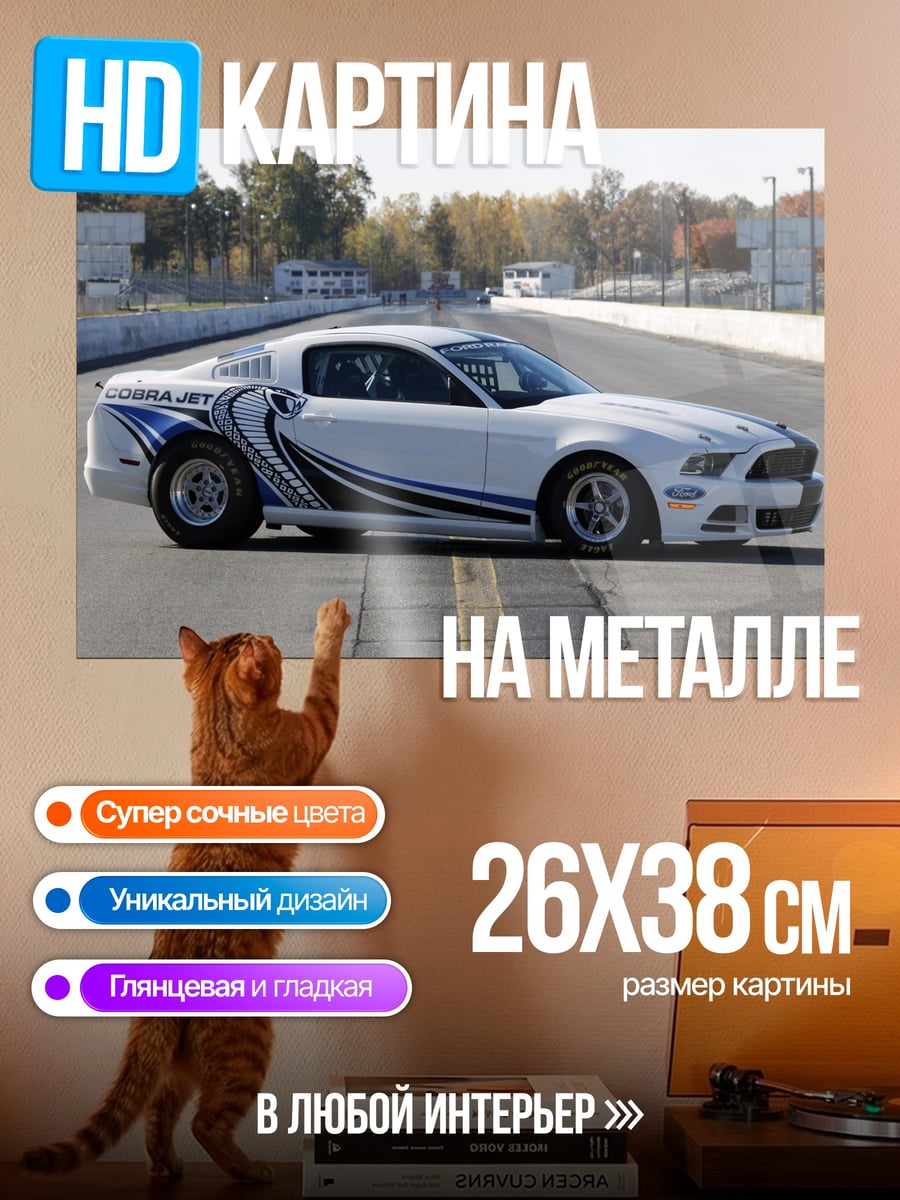 Картина на металле Гоночный Мустанг