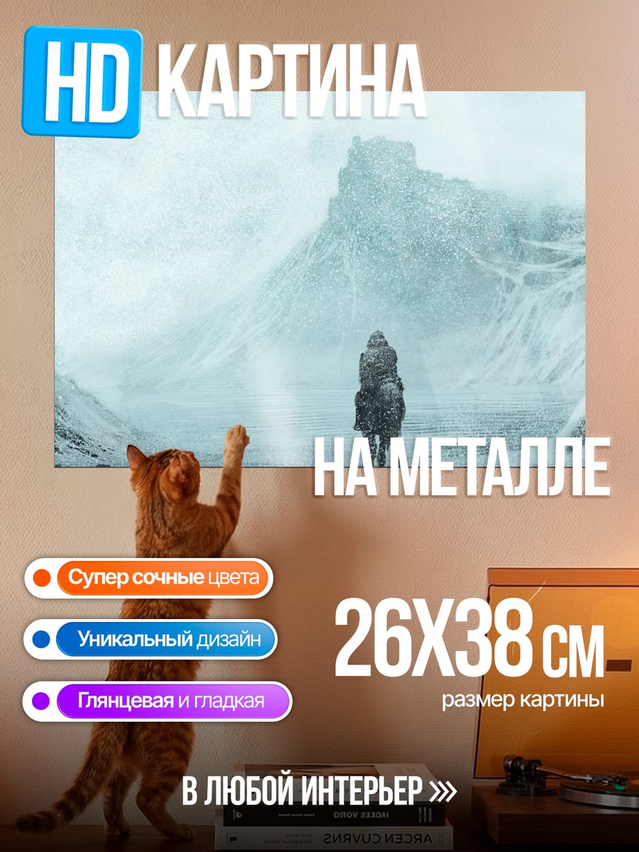 Картина на металле Всадник в снегах
