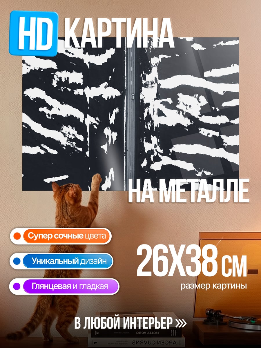 Картина на металле Черно-белый узор