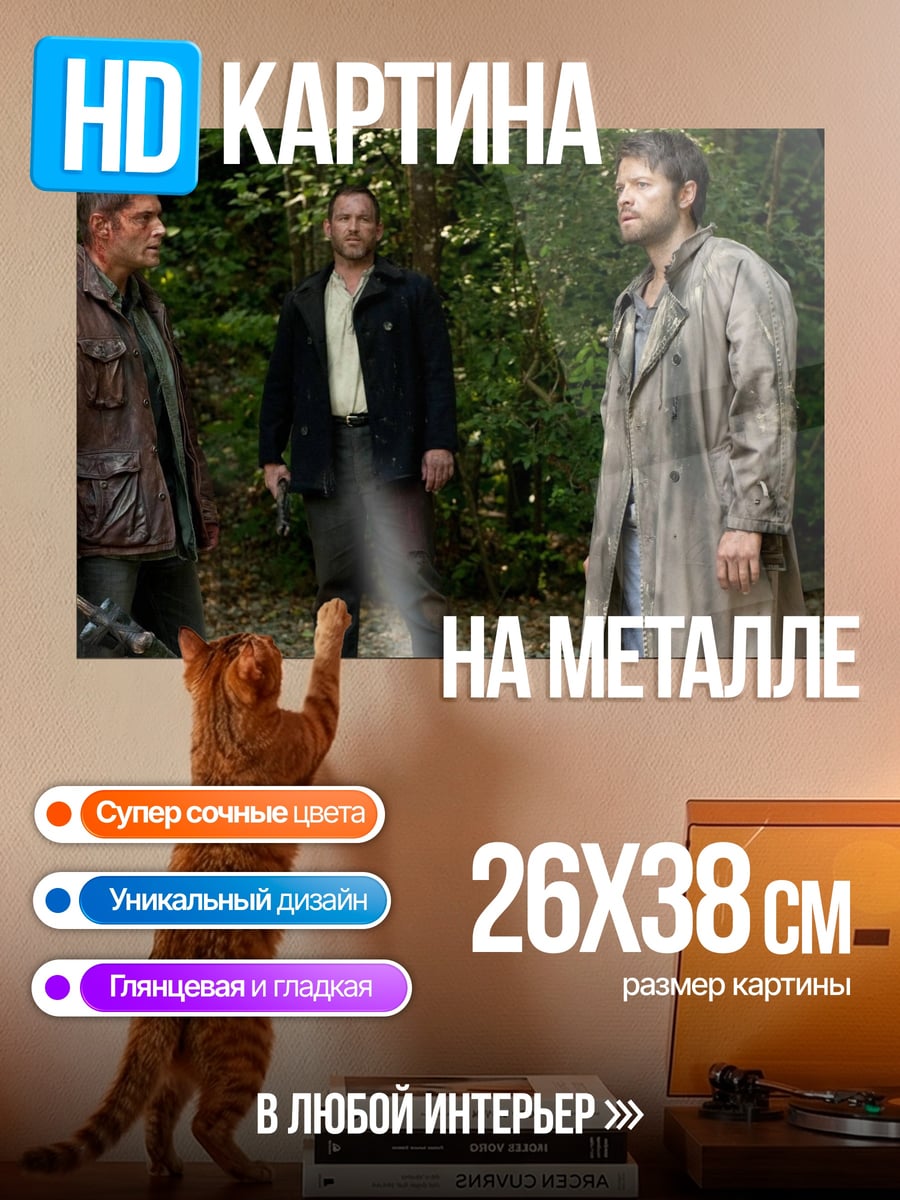 Картина на металле Братья Винчестеры лес
