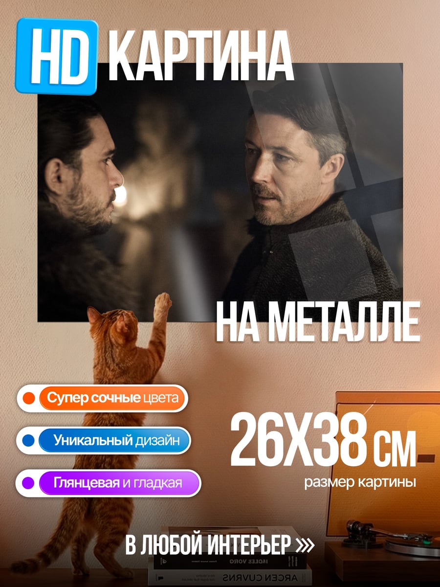 Картина на металле Два мужчины смотрят