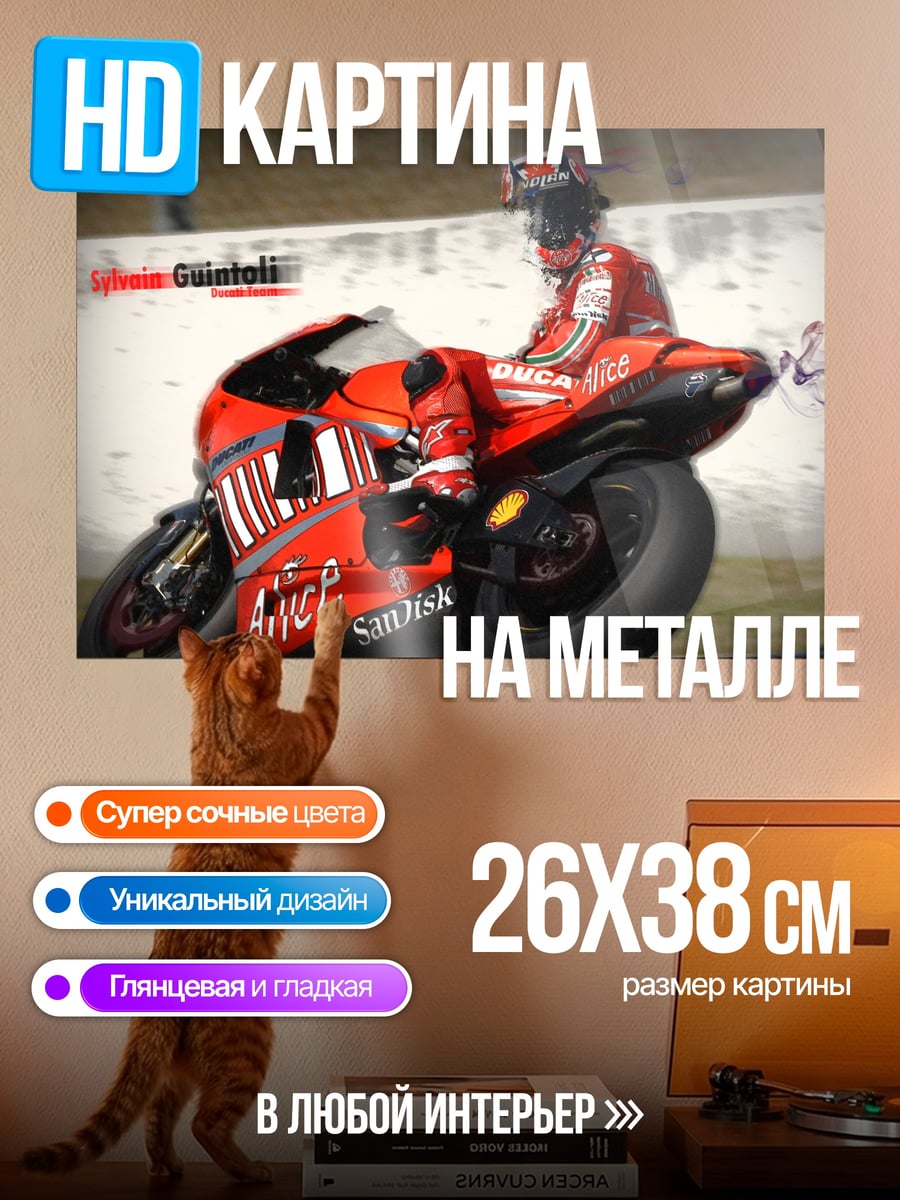 Картина на металле гоночный мотоцикл