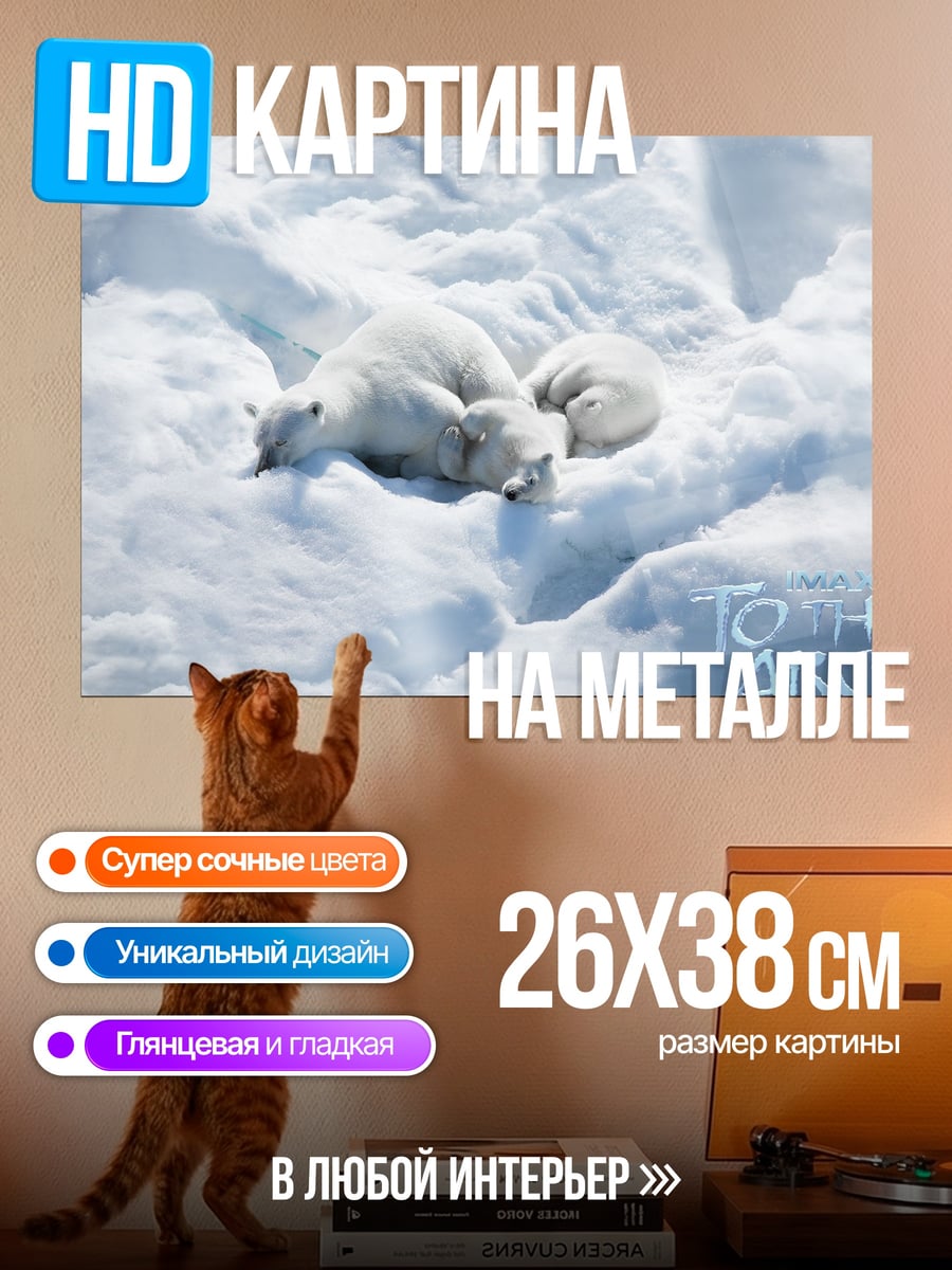 Картина на металле белые медведи в снегу
