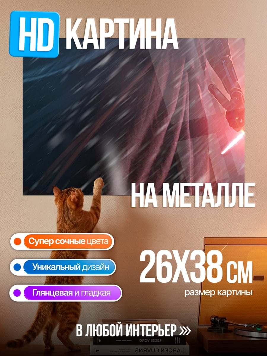 Картина на металле Кайло Рен в снегу