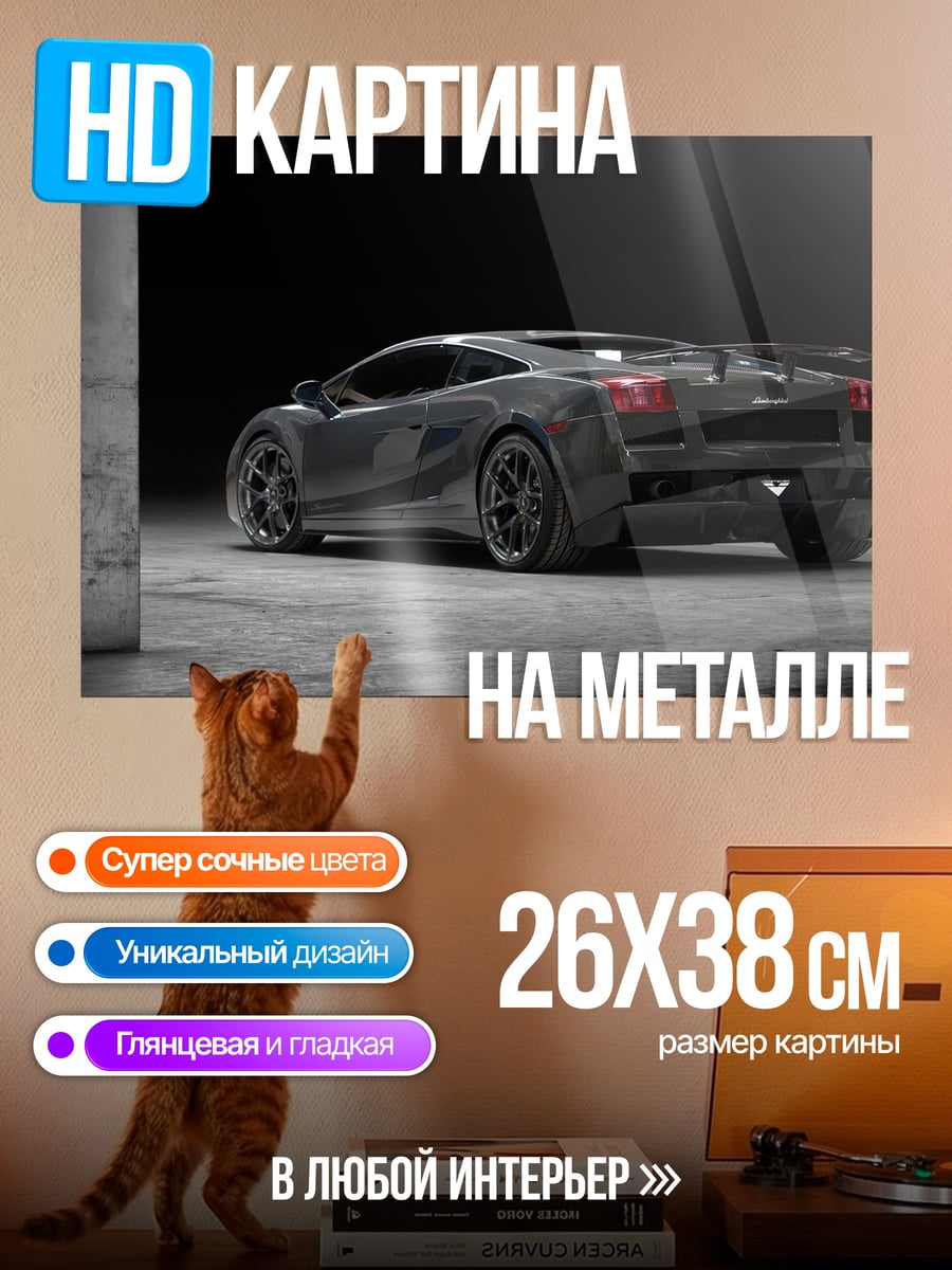 Картина на металле Черный спорткар