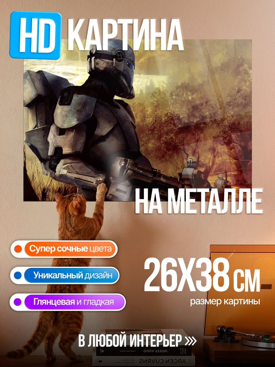 Картина на металле солдат в броне