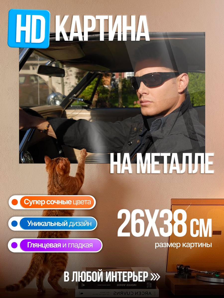 Картина на металле Мужчина в машине