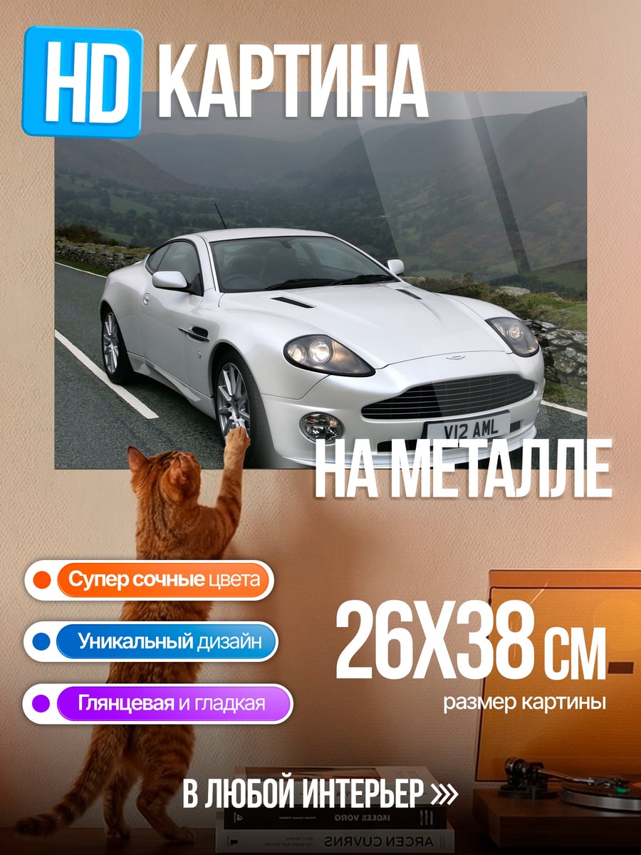 Картина на металле Белый спорткар