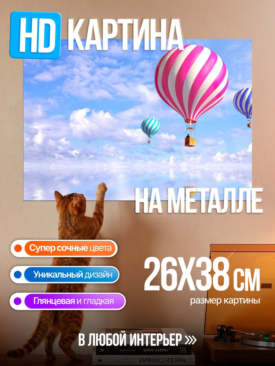 Картина на металле воздушные шары в небе