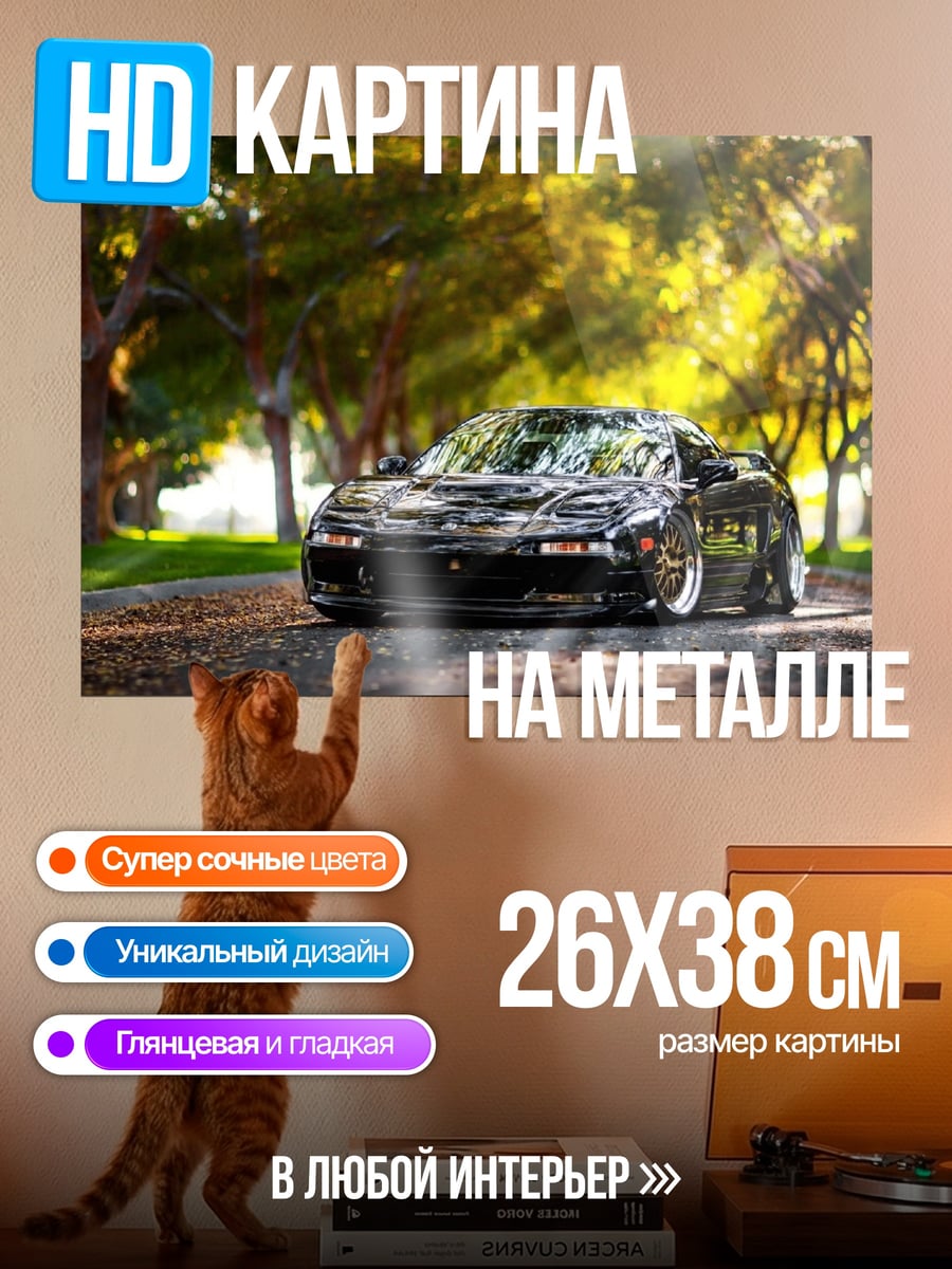 Картина на металле Черное спортивное авто