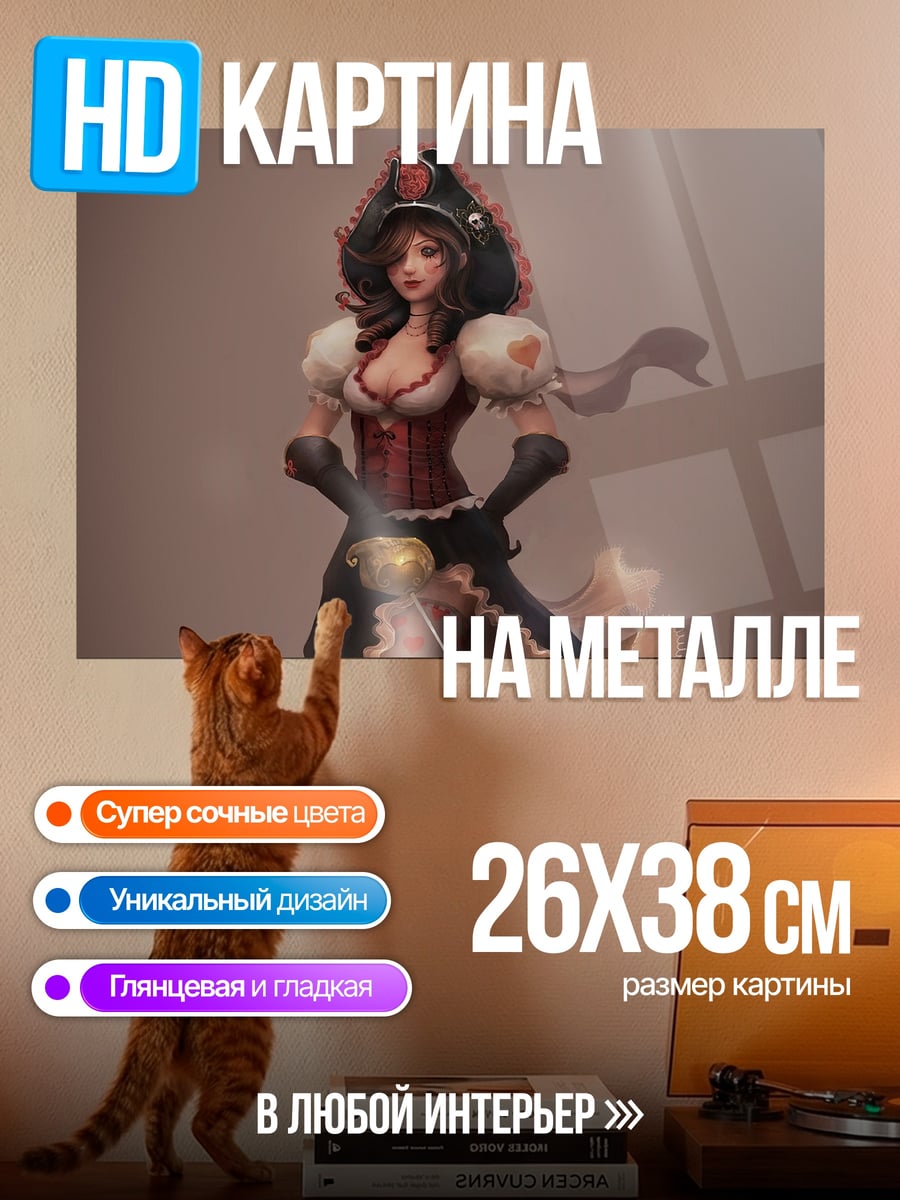 Картина на металле Девушка-пират