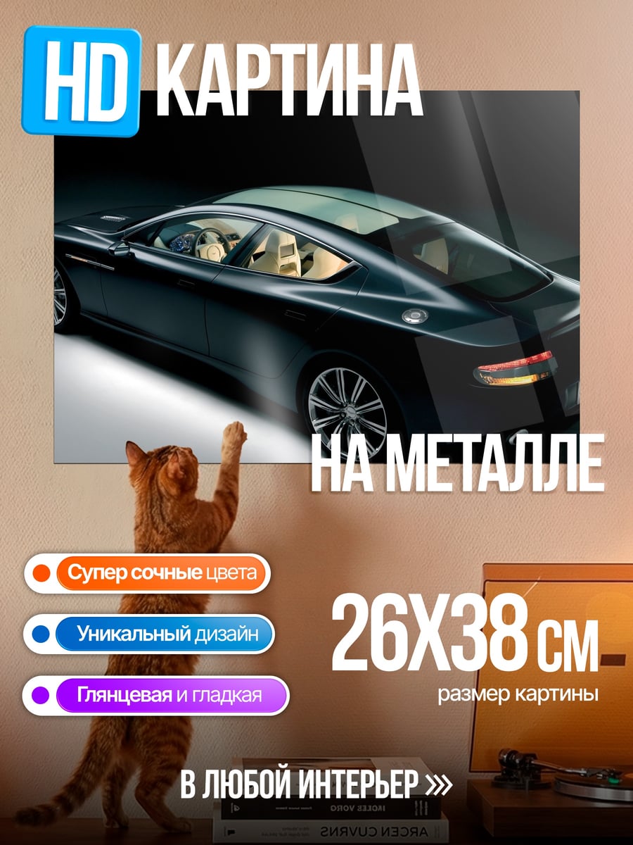 Картина на металле Чёрный спорткар