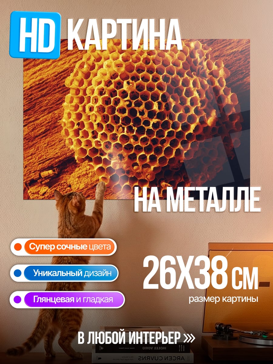 Картина на металле Пчелиные соты
