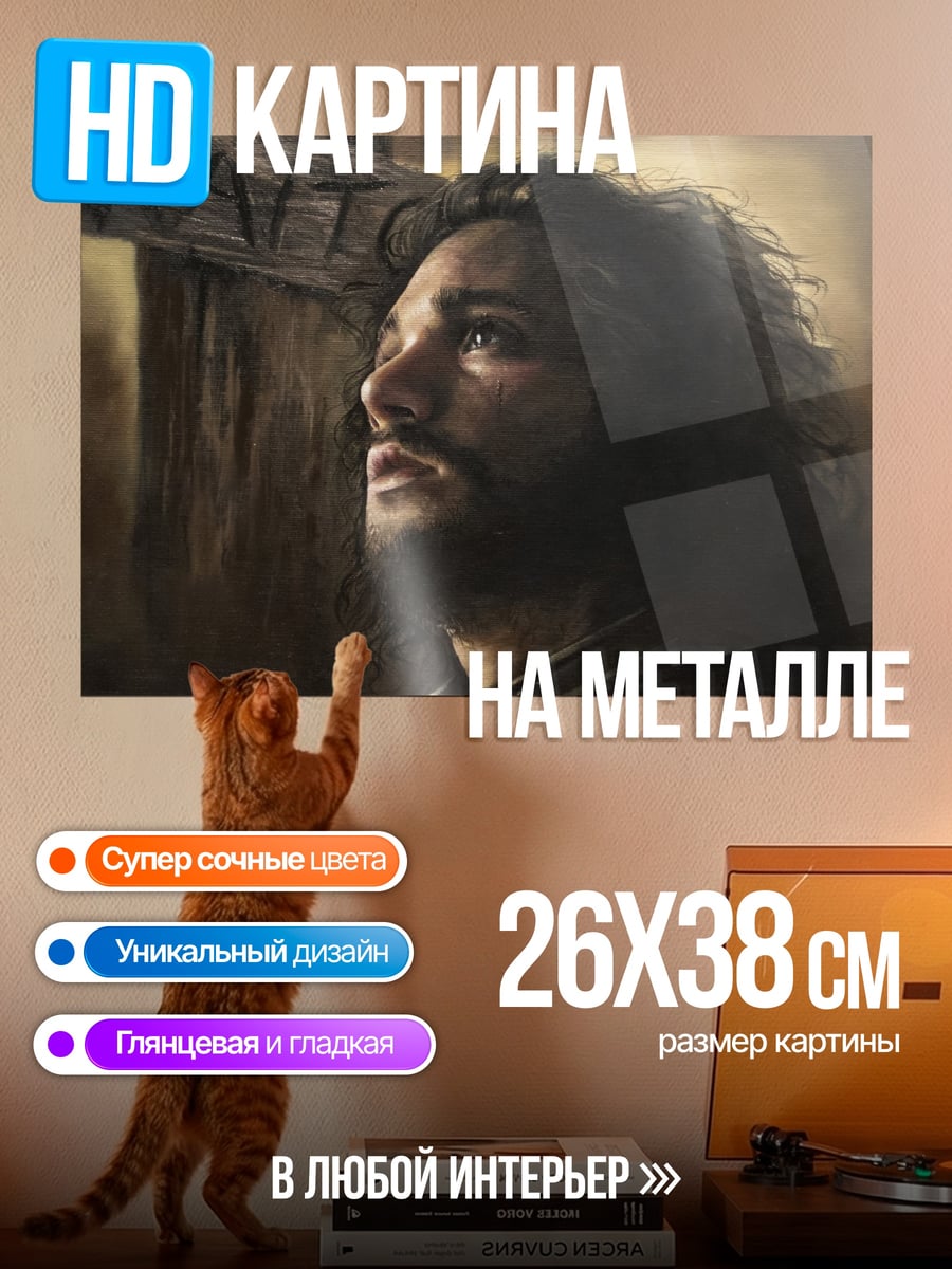 Картина на металле Джон Сноу смотрит вверх