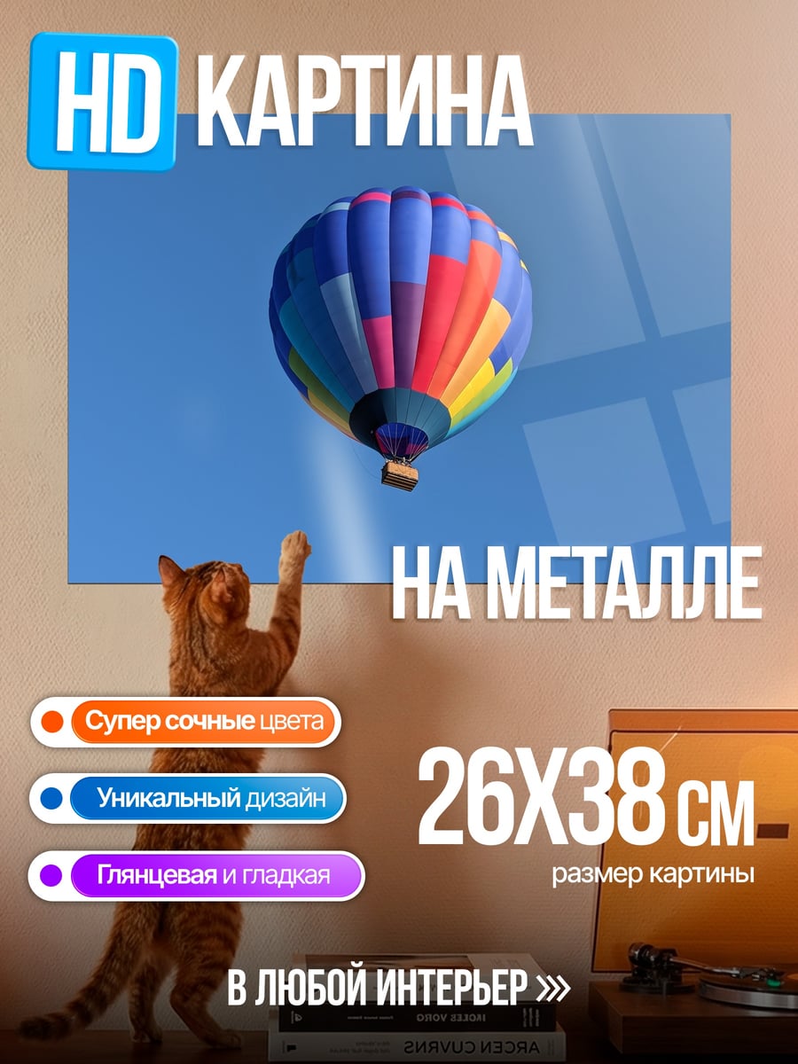 Картина на металле яркий воздушный шар
