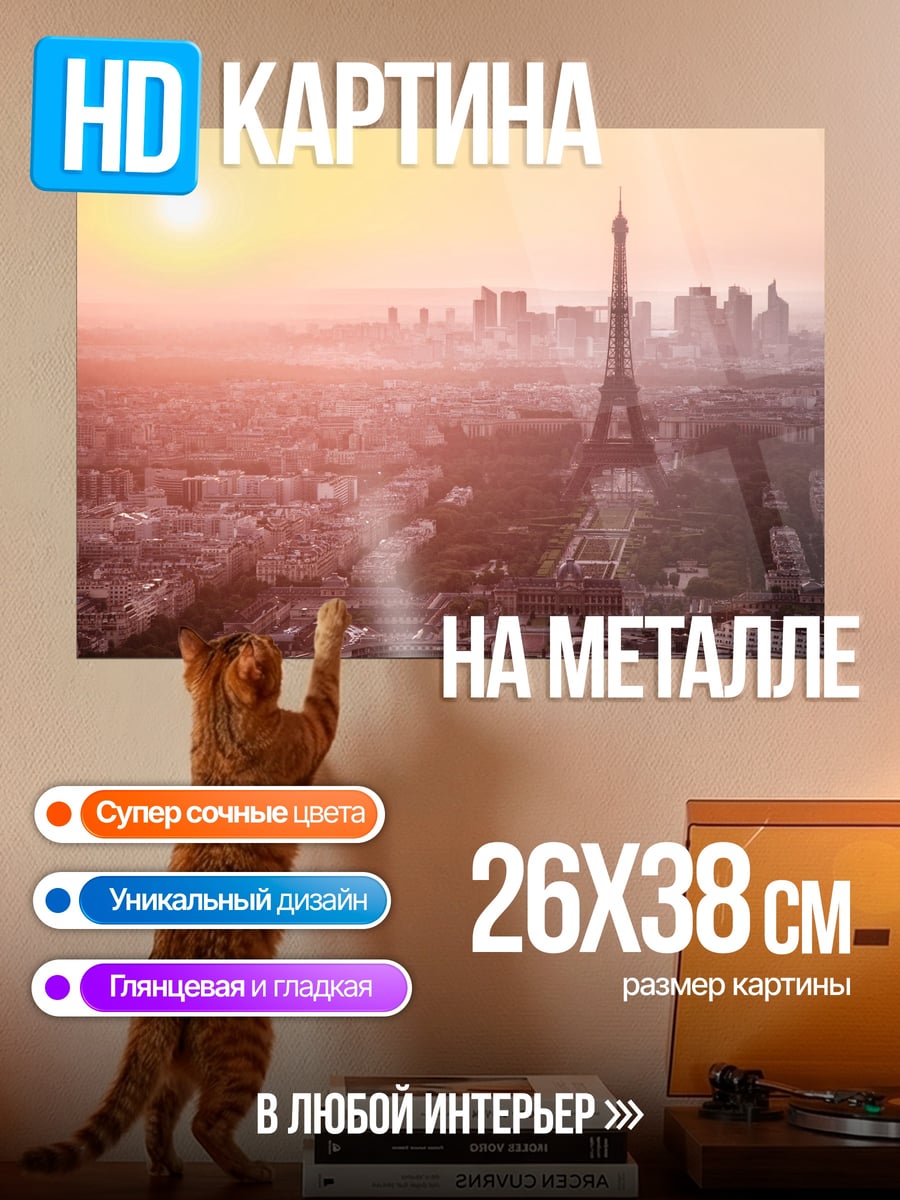 Картина на металле Эйфелева башня на закате