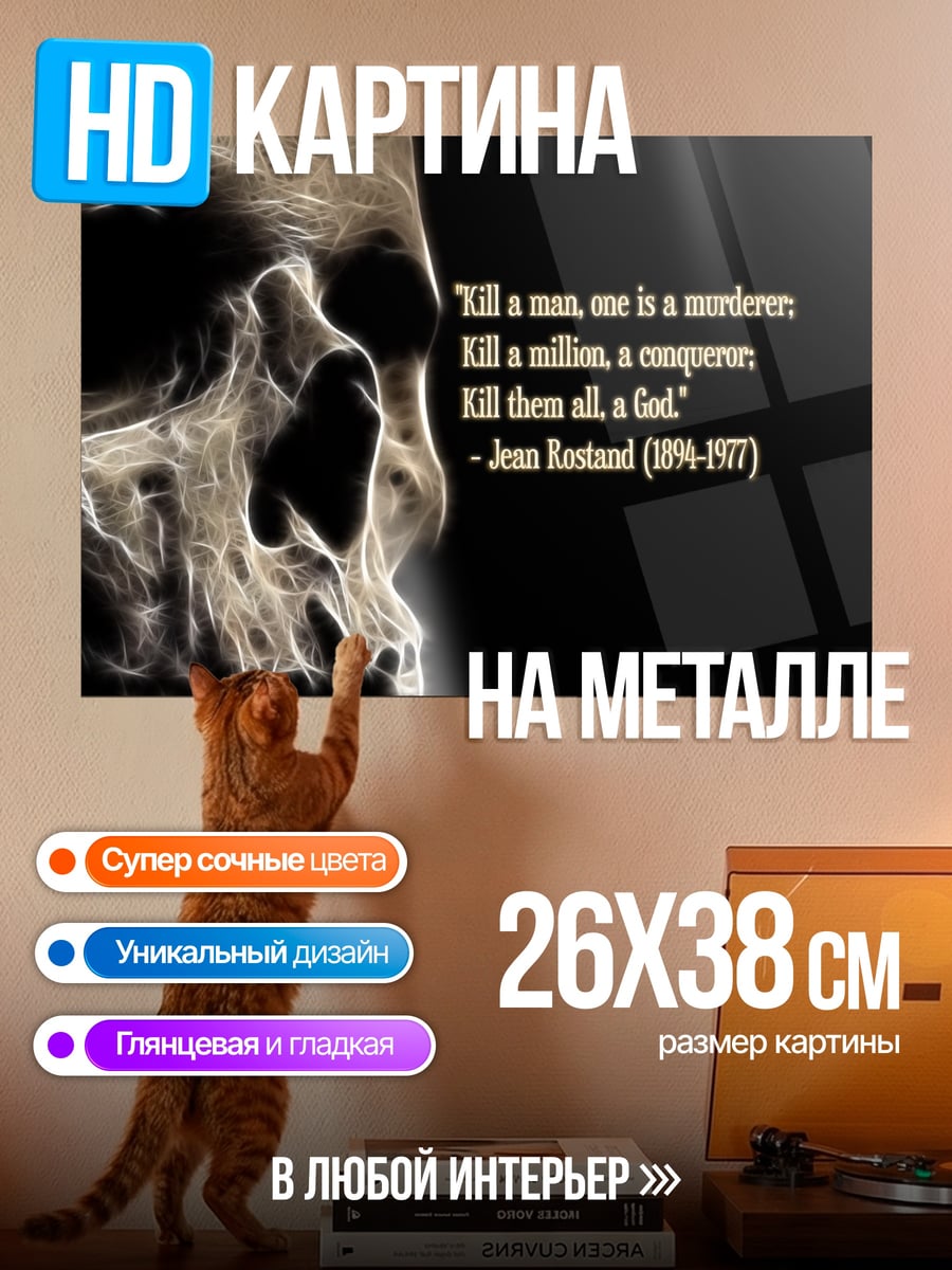 Картина на металле Череп и цитата