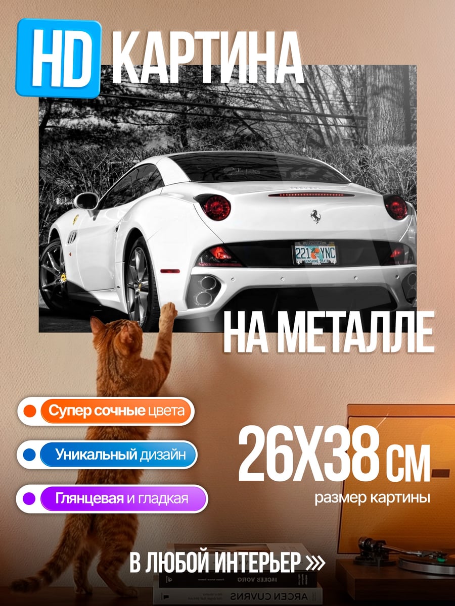 Картина на металле Белый Феррари