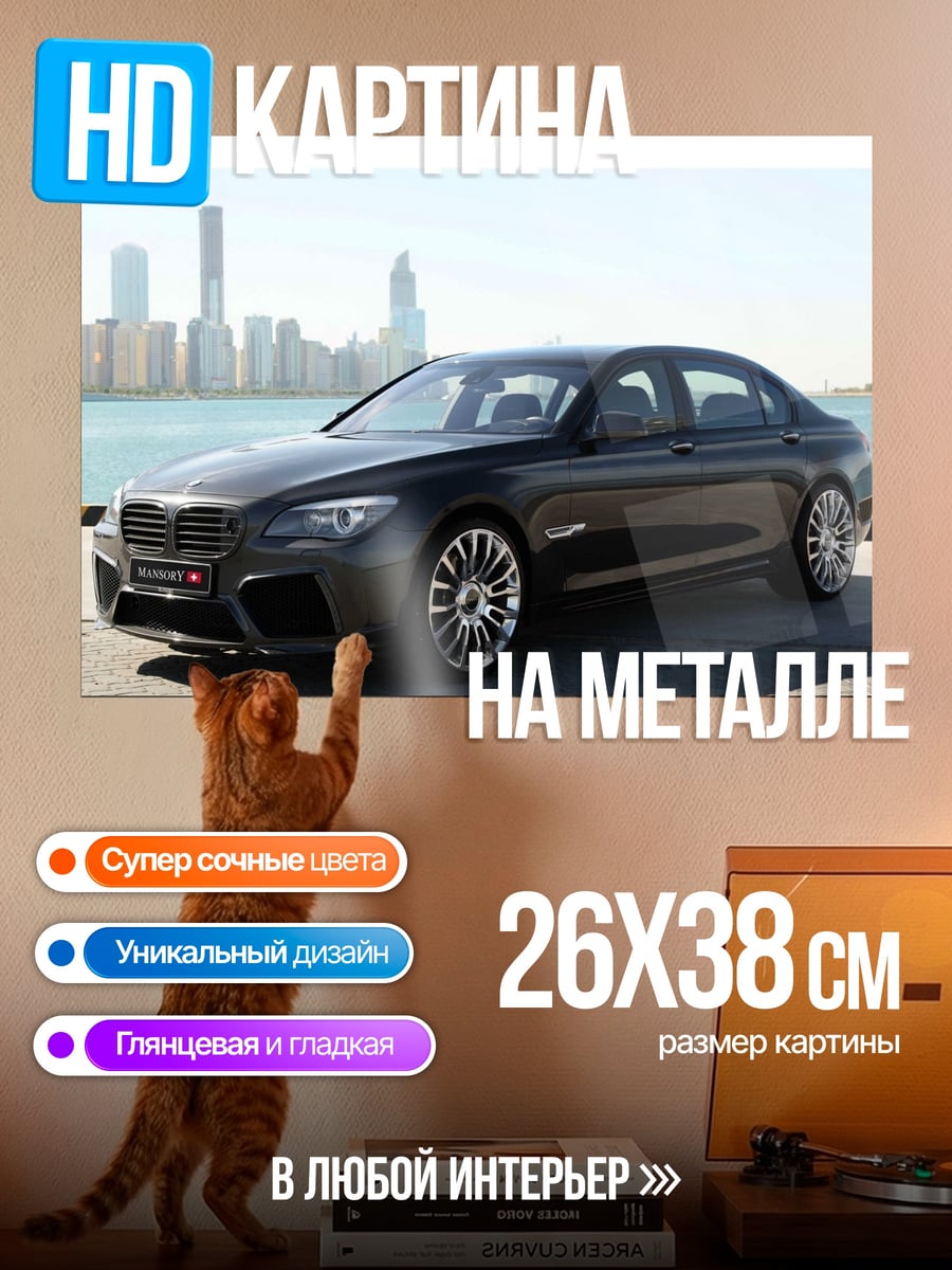 Картина на металле темный седан BMW