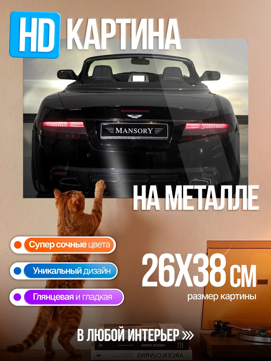 Картина на металле Черный кабриолет Mansory