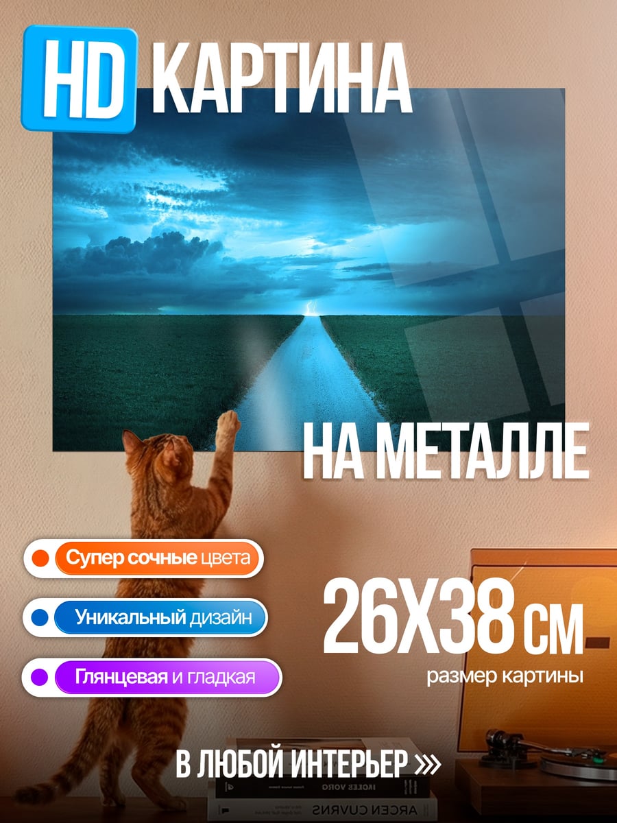 Картина на металле Дорога в темноте