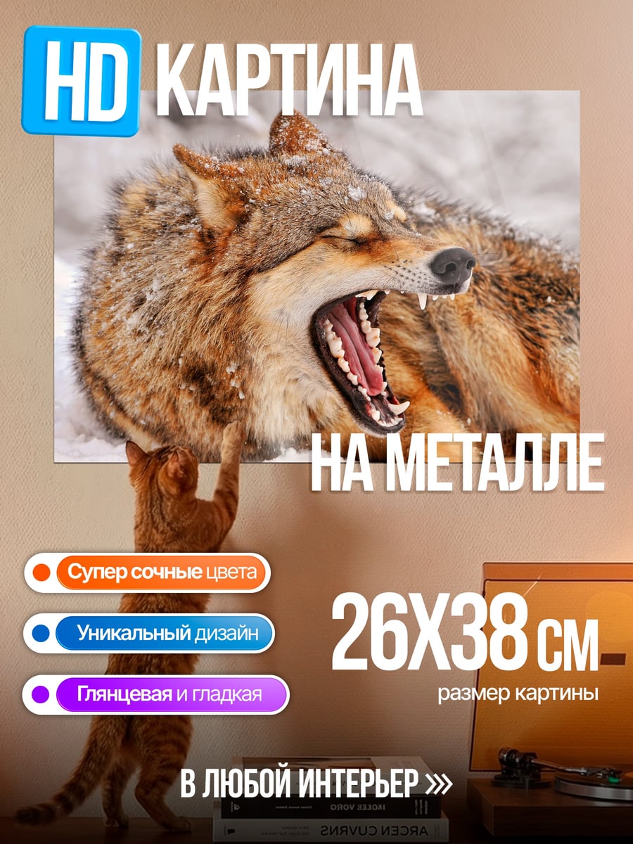 Картина на металле Злой волк