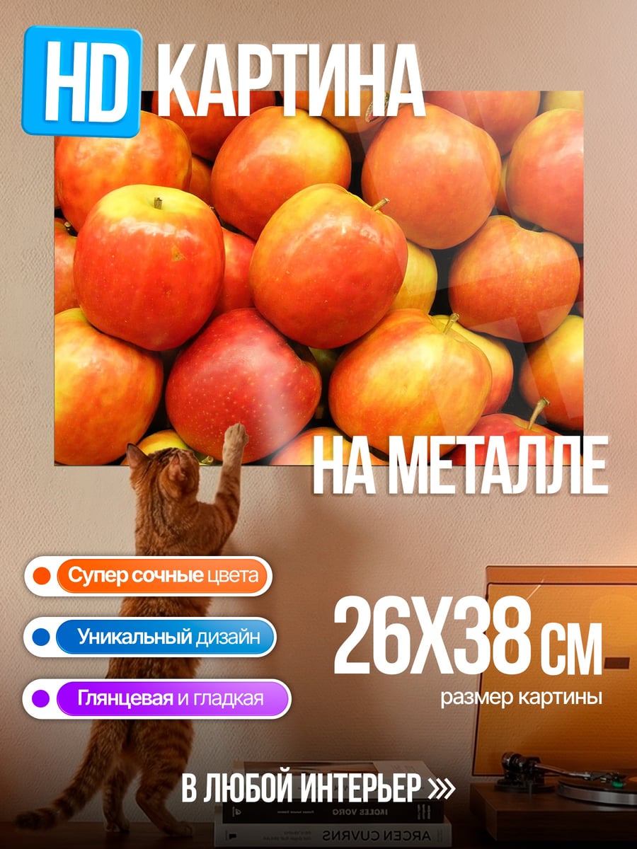 Картина на металле Красные яблоки