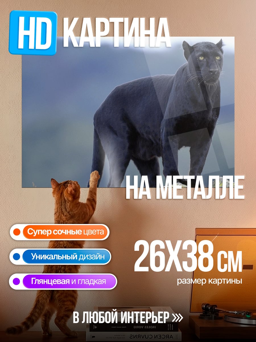 Картина на металле Черная пантера