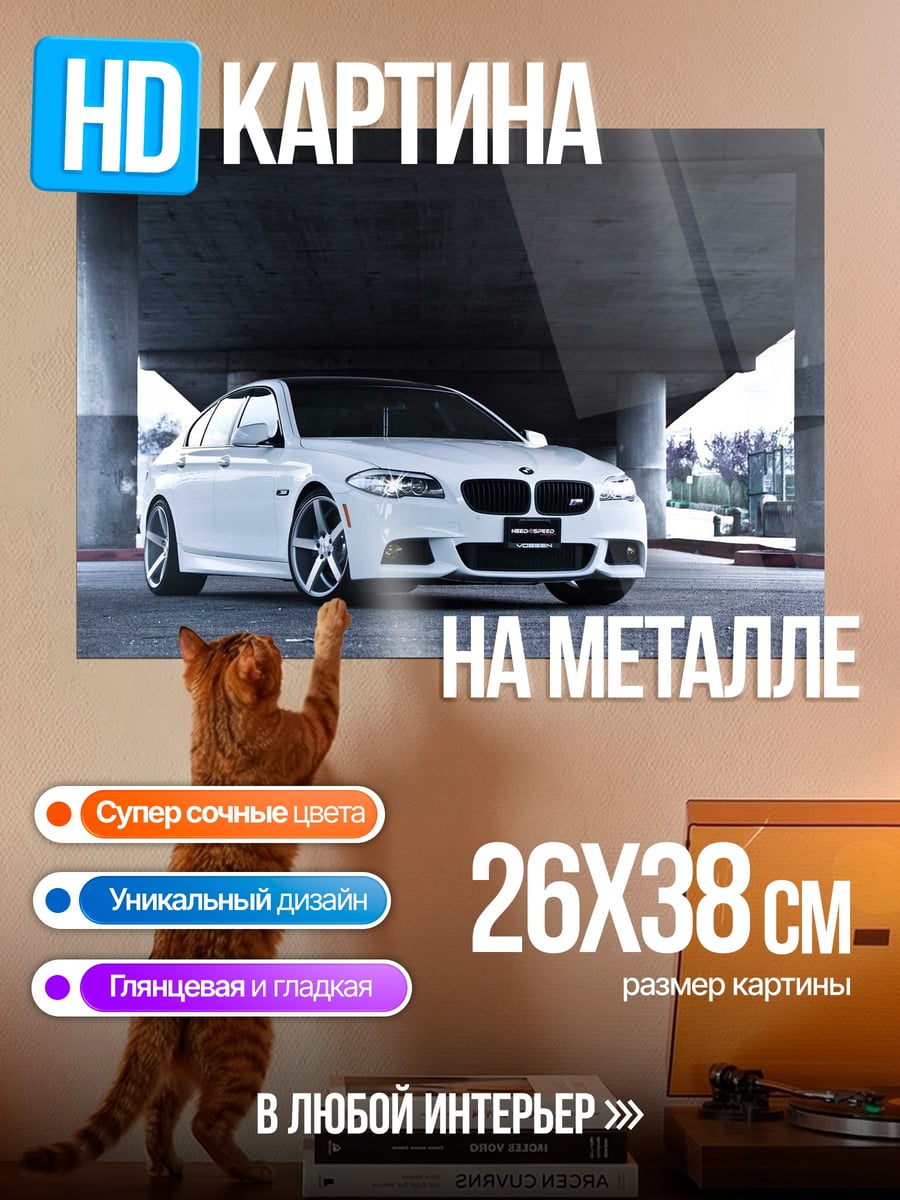 Картина на металле Белый седан