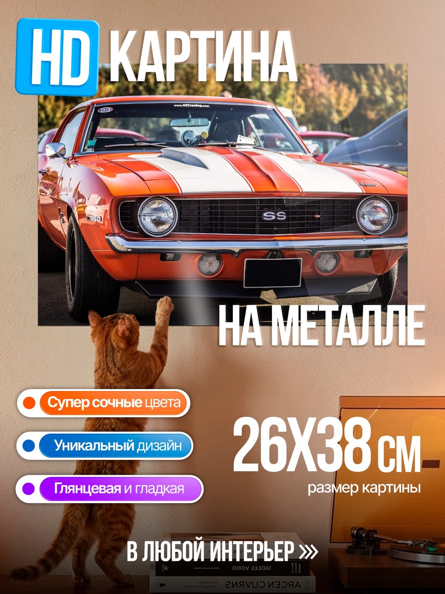 Картина на металле оранжевый Камаро