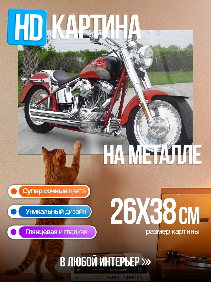 Картина на металле красный чоппер