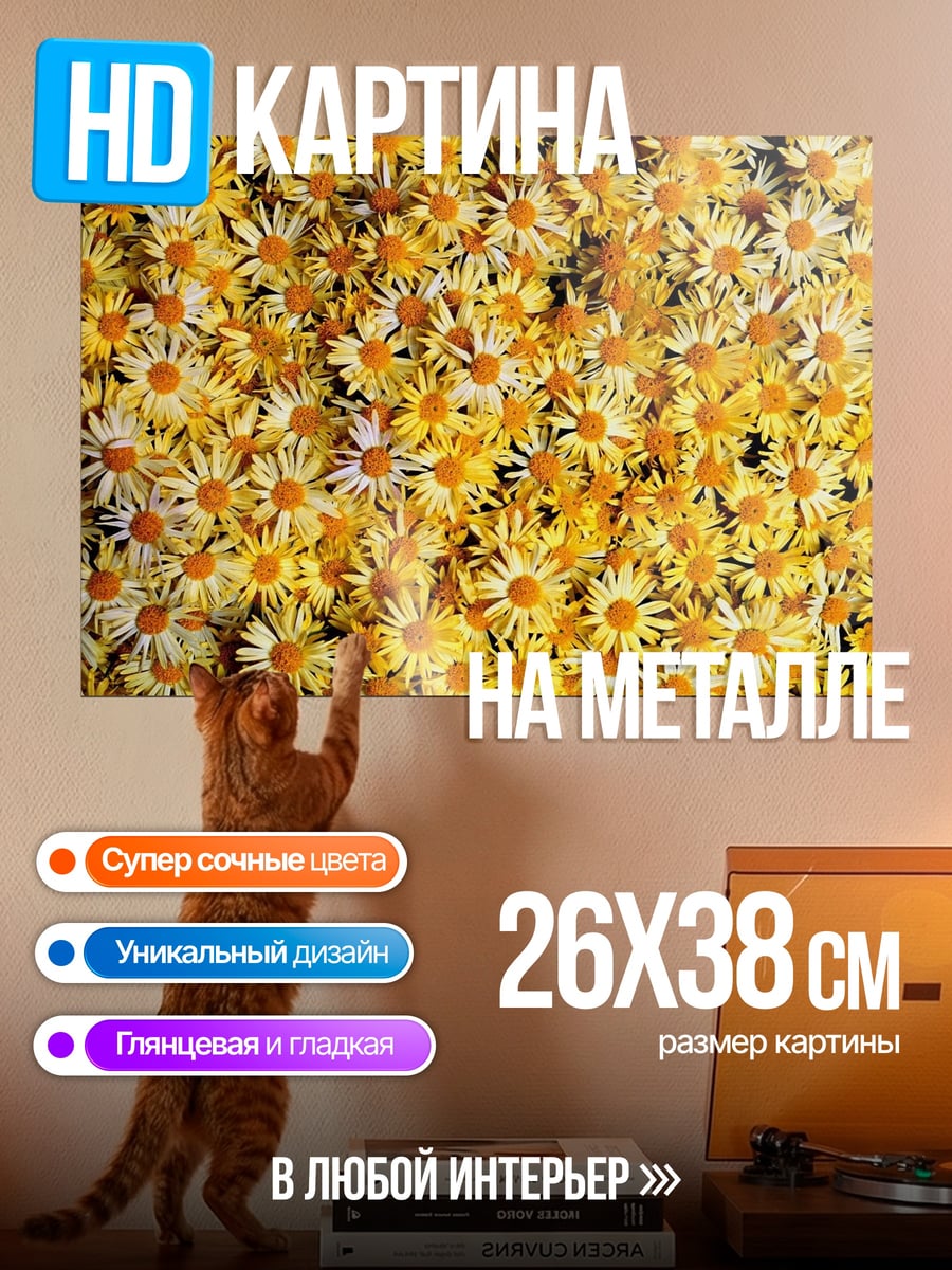 Картина на металле Поле желтых цветов