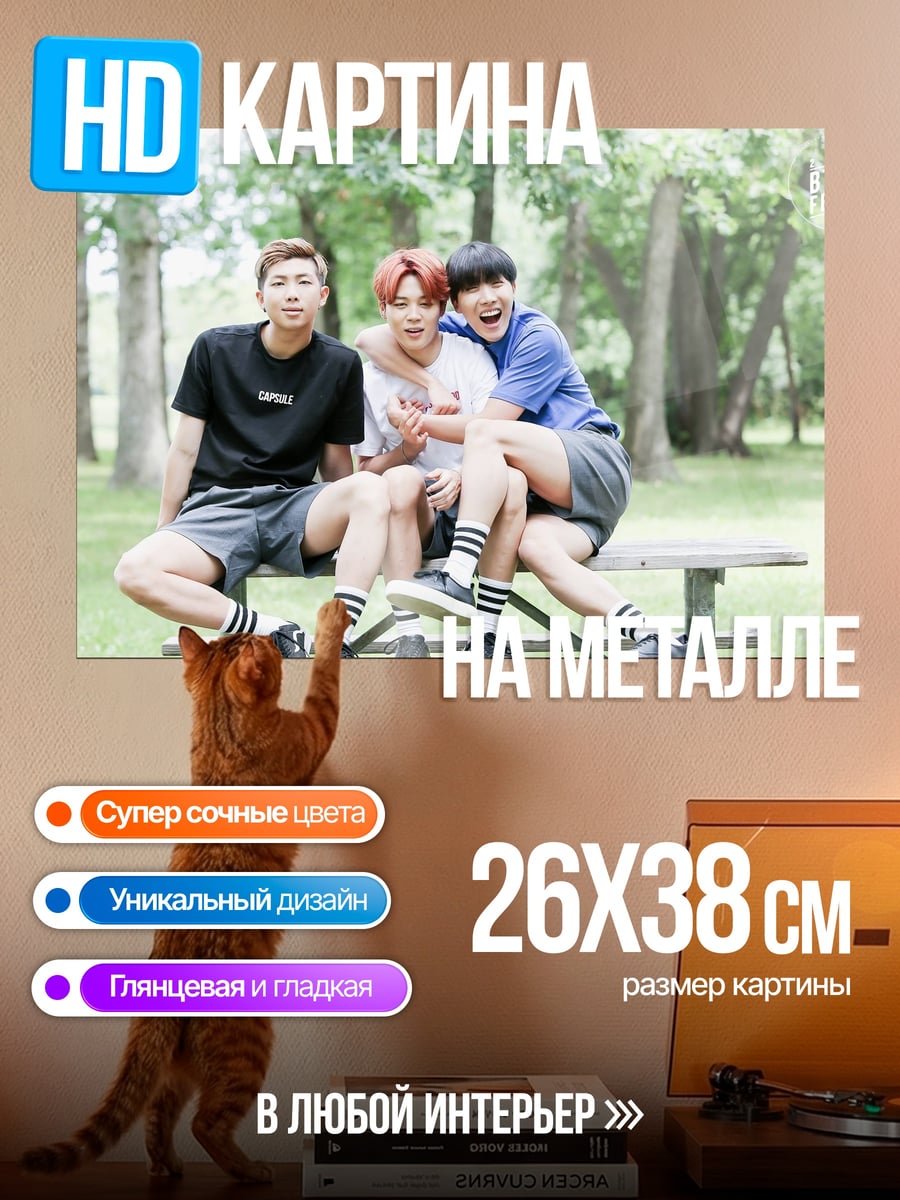 Картина на металле Парни на пикнике
