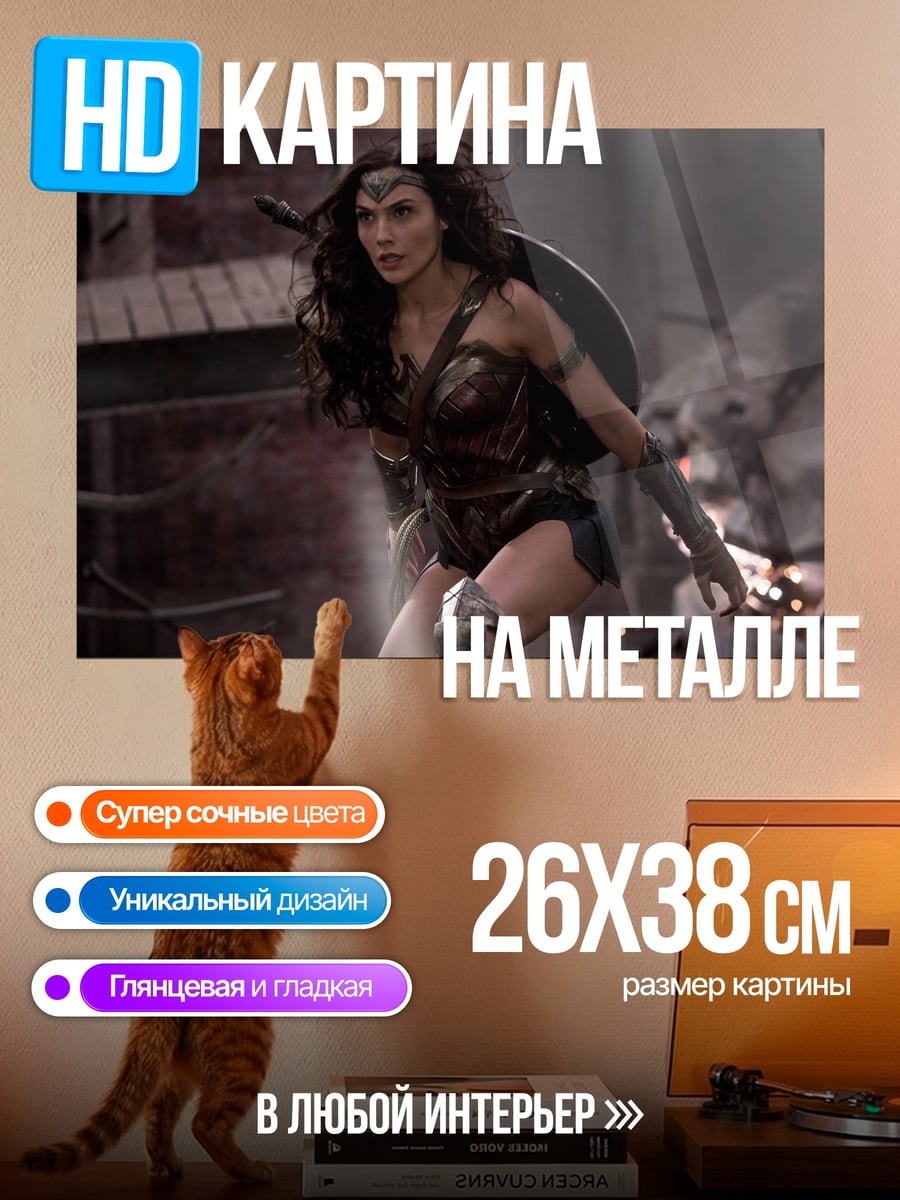 Картина на металле Чудо Женщина бой