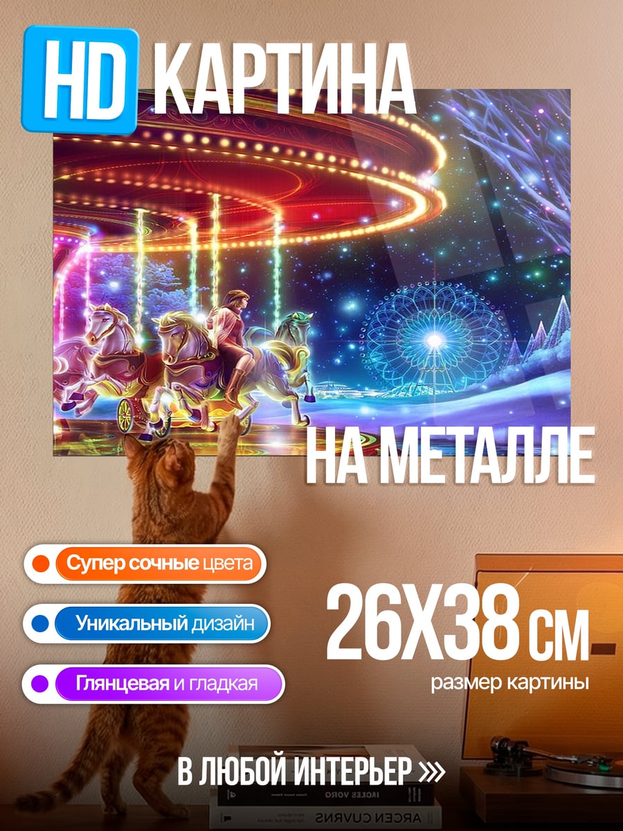 Картина на металле Оранжевый ретрокар