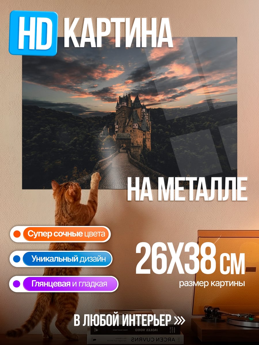 Картина на металле Замок на закате