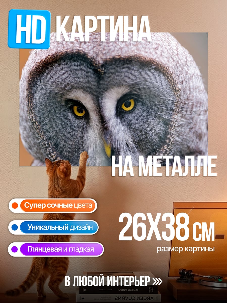 Картина на металле Мудрый филин