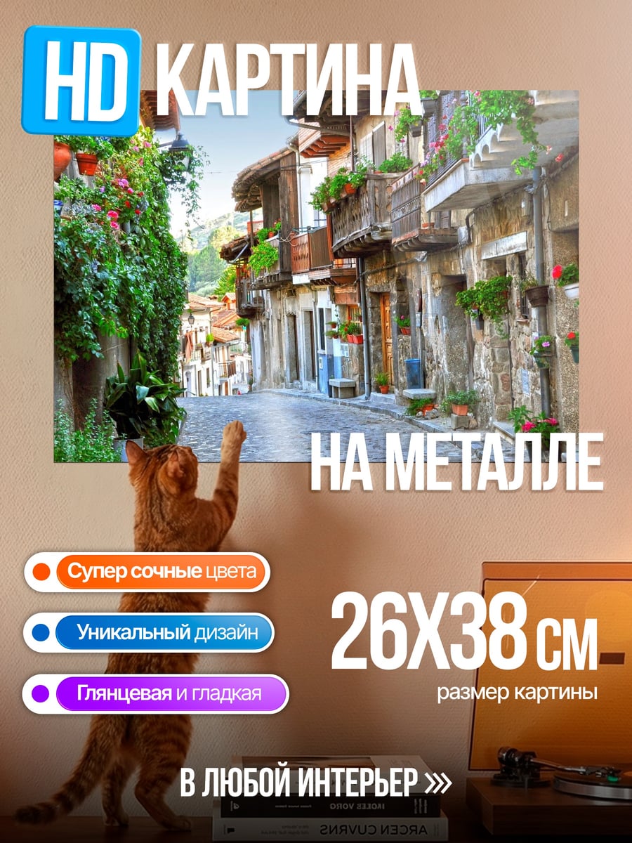 Картина на металле Узкая улочка